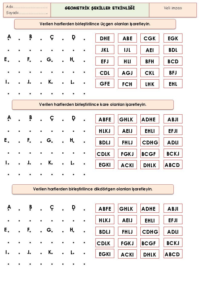 2. Sınıf Matematik Geometrik Şekiller