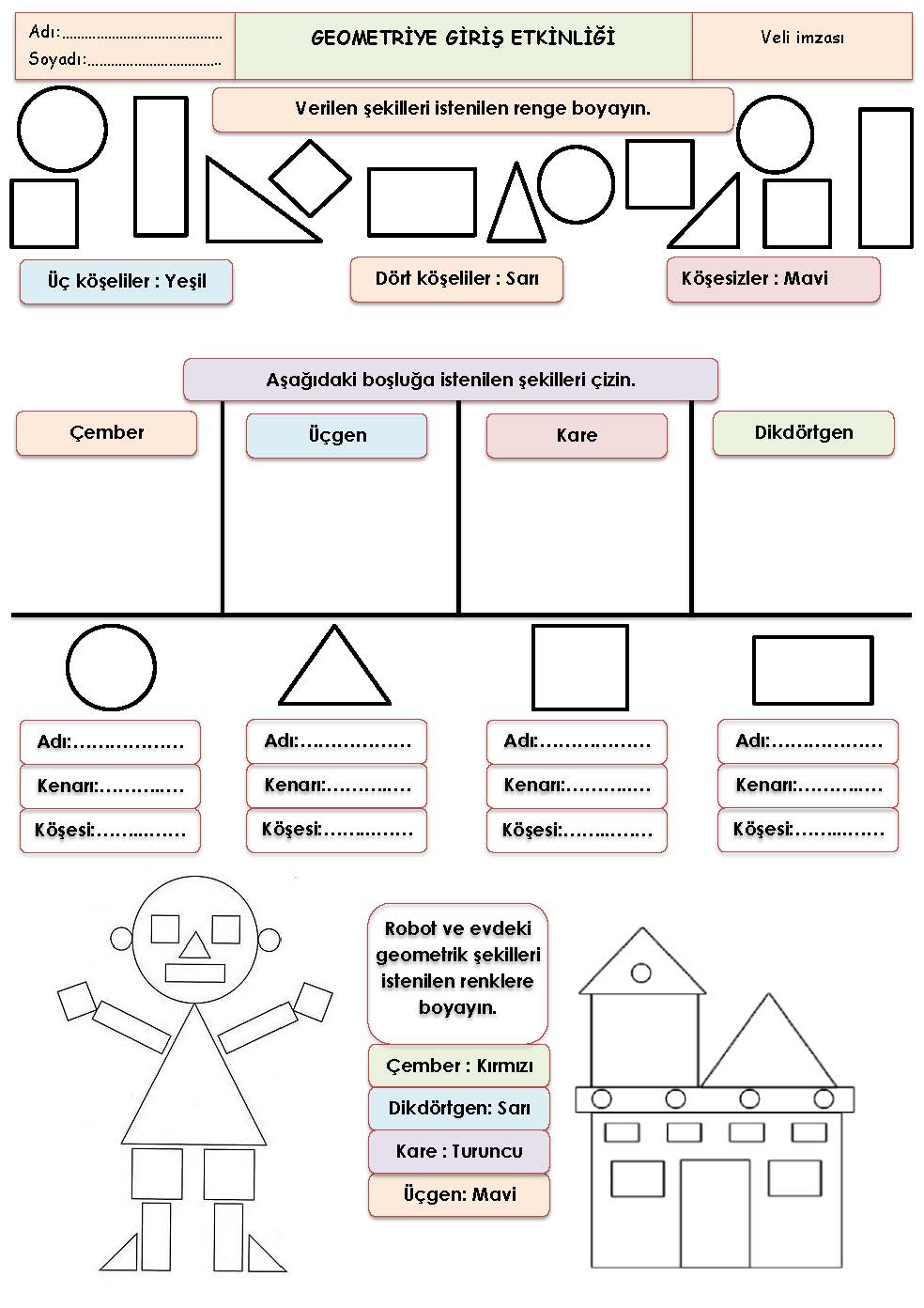 2.Sınıf - Matematik Geometriye Giriş Etkinliği