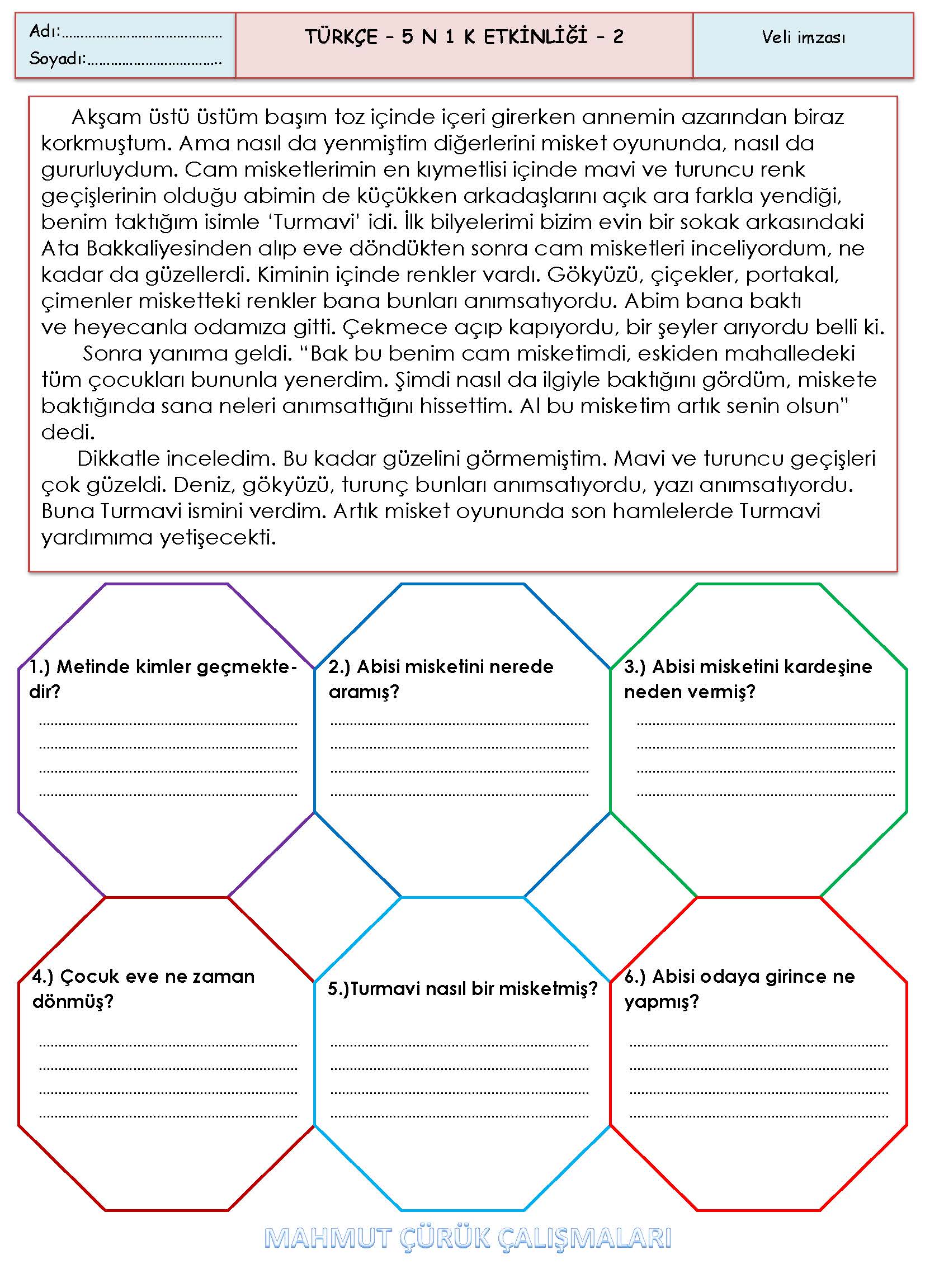 2.Sınıf - Türkçe - 5N 1K Etkinliği-2