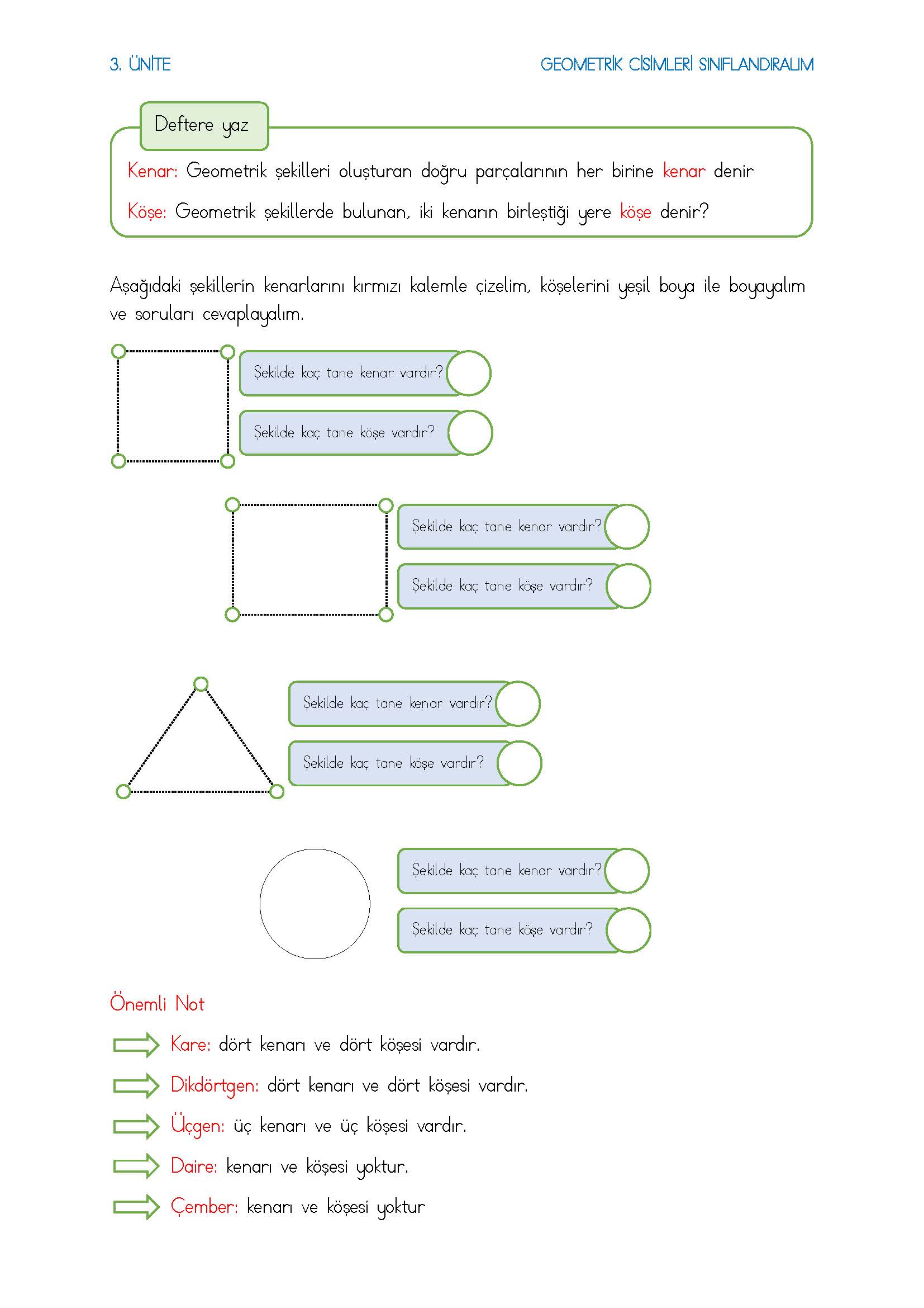 2. Sınıf Matematik Geometrik Şekilleri Sınıflandıralım