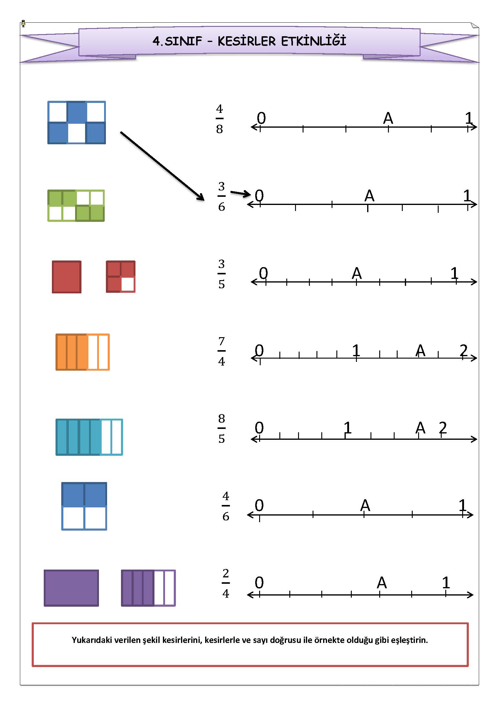 4.Sınıf Matematik Kesir Eşleştirmece