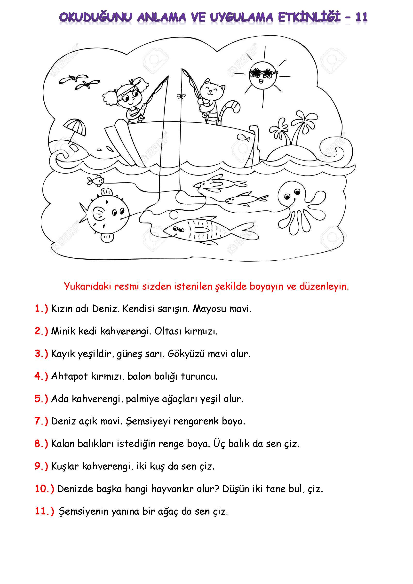 1. Sınıf Türkçe Okuduğunu Anlama ve Uygulama Etkinliği-11