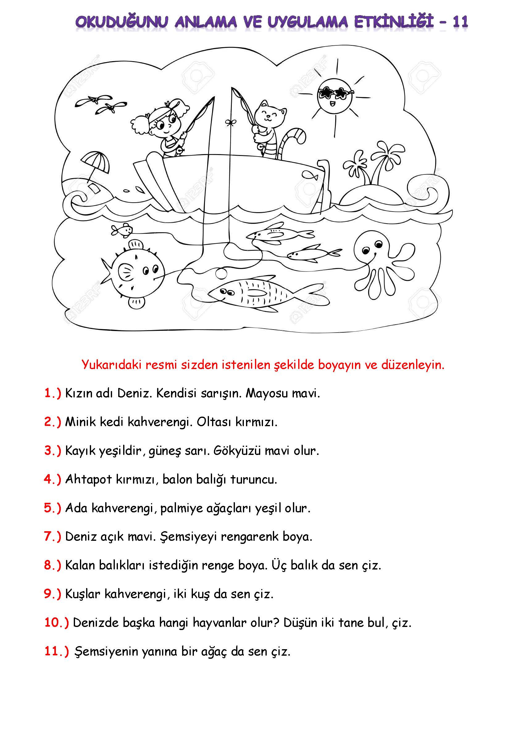1. Sınıf Türkçe Okuduğunu Anlama ve Uygulama Etkinliği-11