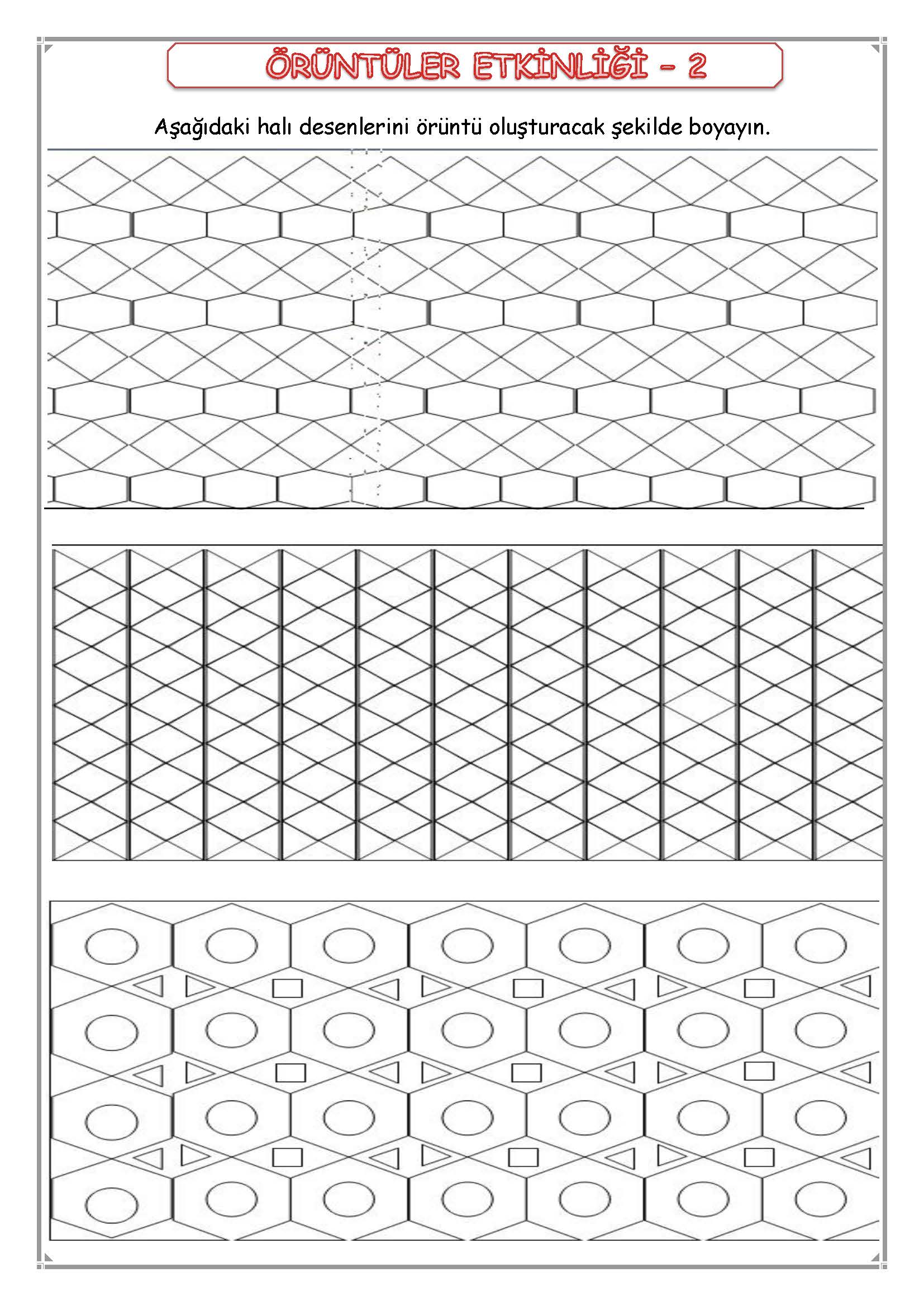 1. Sınıf Matematik Örüntü Etkinliği