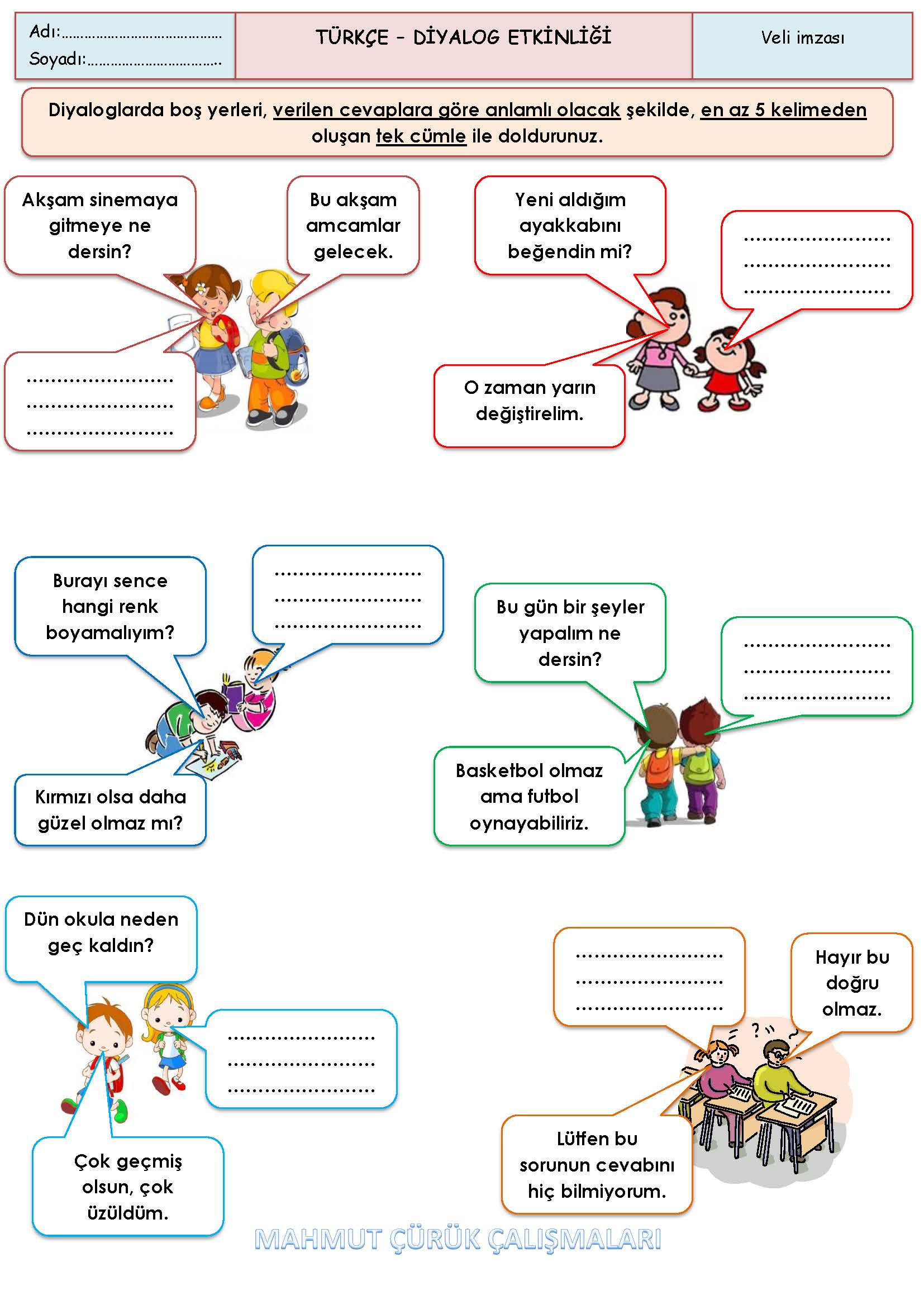 2. Sınıf - Türkçe - Diyalog Etkinliği