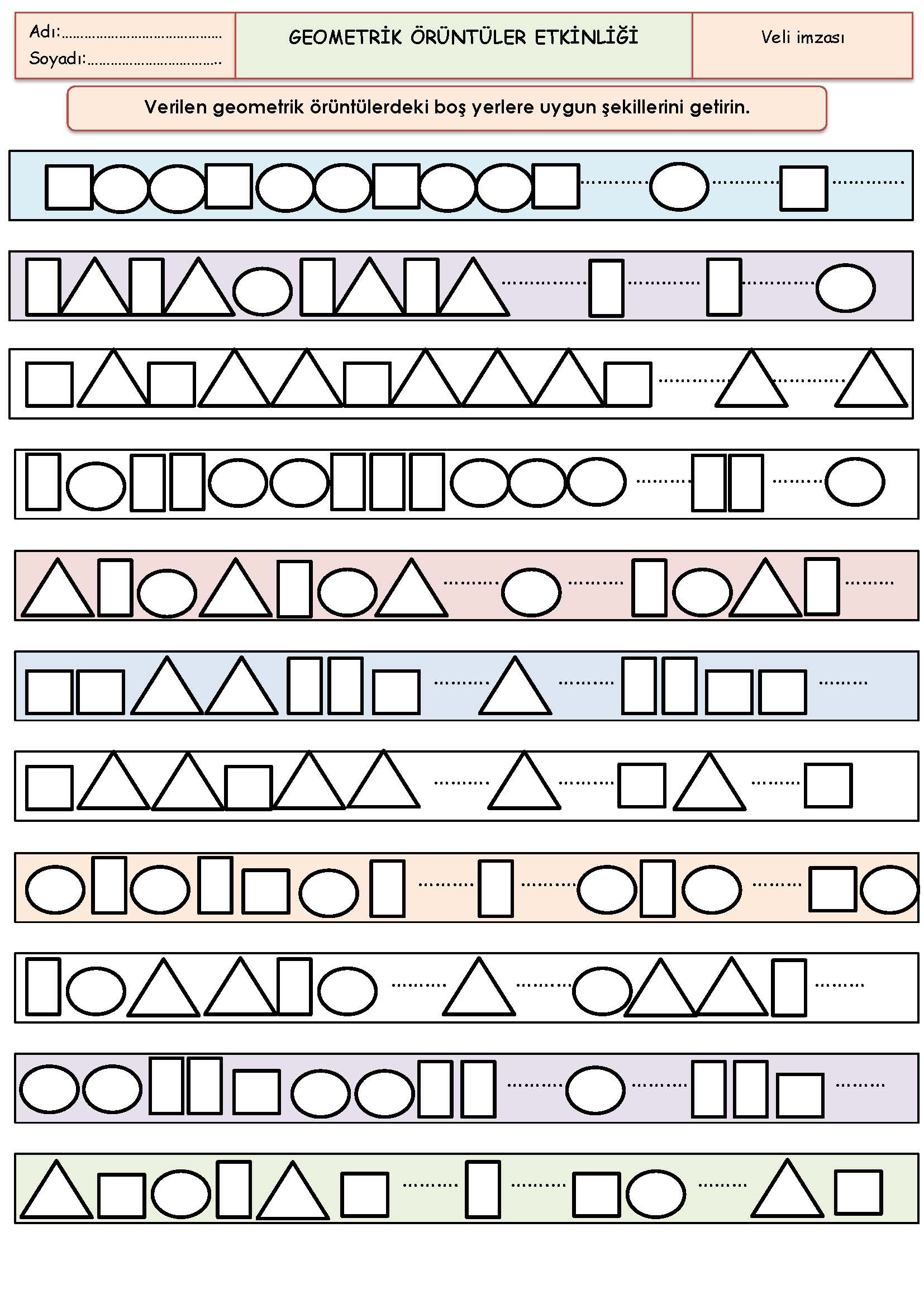 2. Sınıf Matematik Geometrik Örüntüler Etkinliği