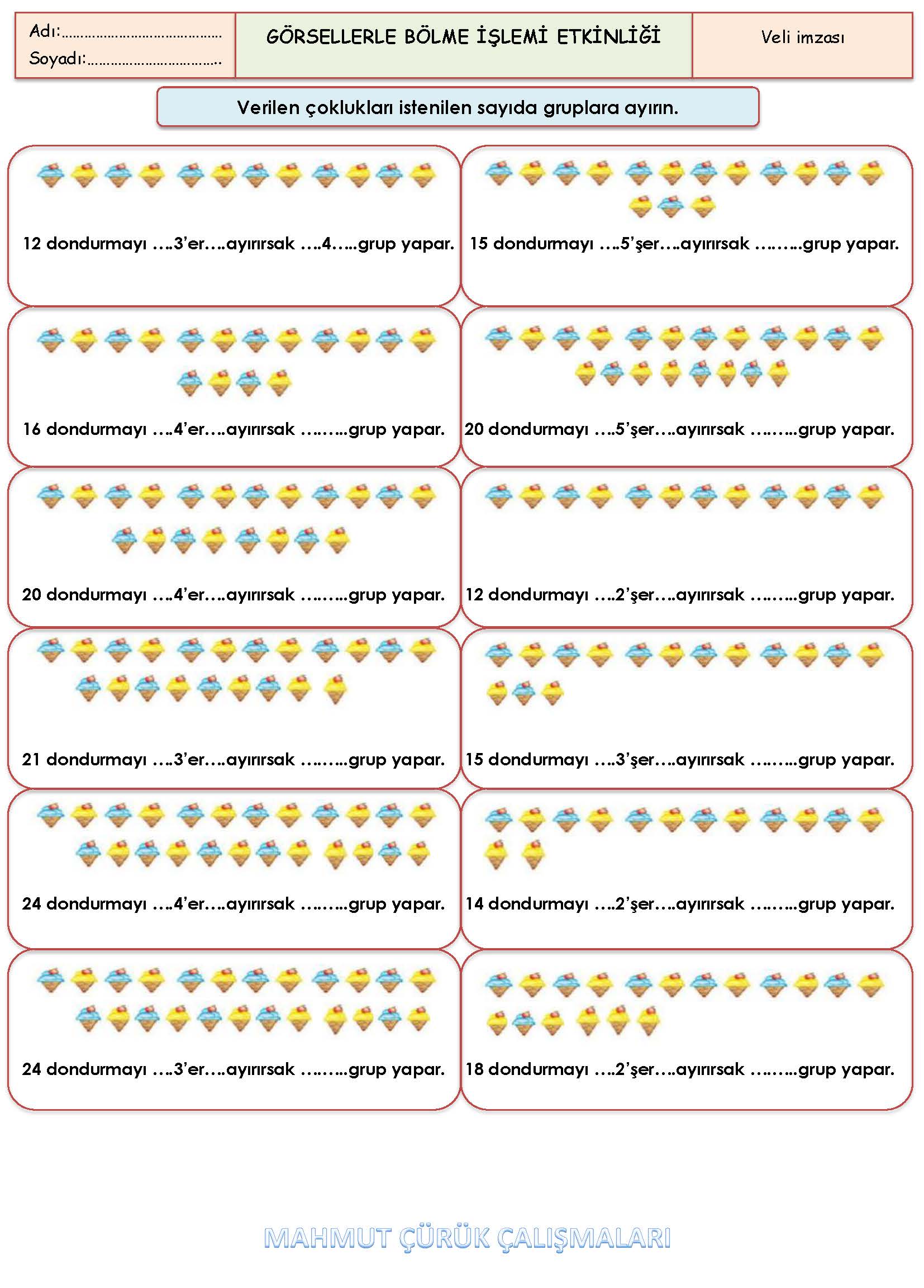 2. Sınıf Matematik Görsellerle Bölme İşlemi Etkinliği