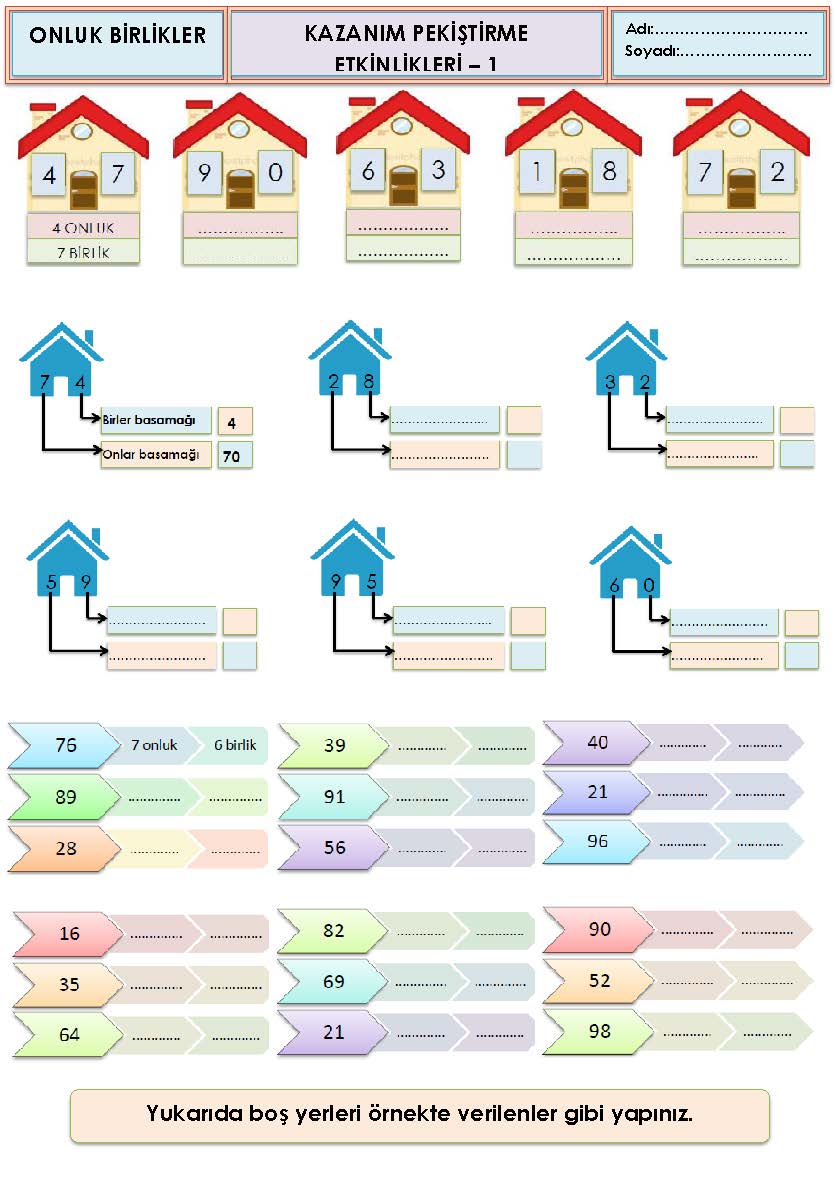 2. Sınıf Matematik Onluk Birlik Pekiştirme Etkinliği
