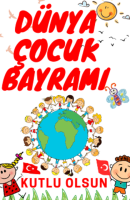 12 PARÇALI DÜNYA ÇOCUK BAYRAMI RENKLİ PANKART-POSTER