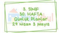 3. Sınıf 30. Hafta (29 Nisan - 3 Mayıs ) Günlük Planlar