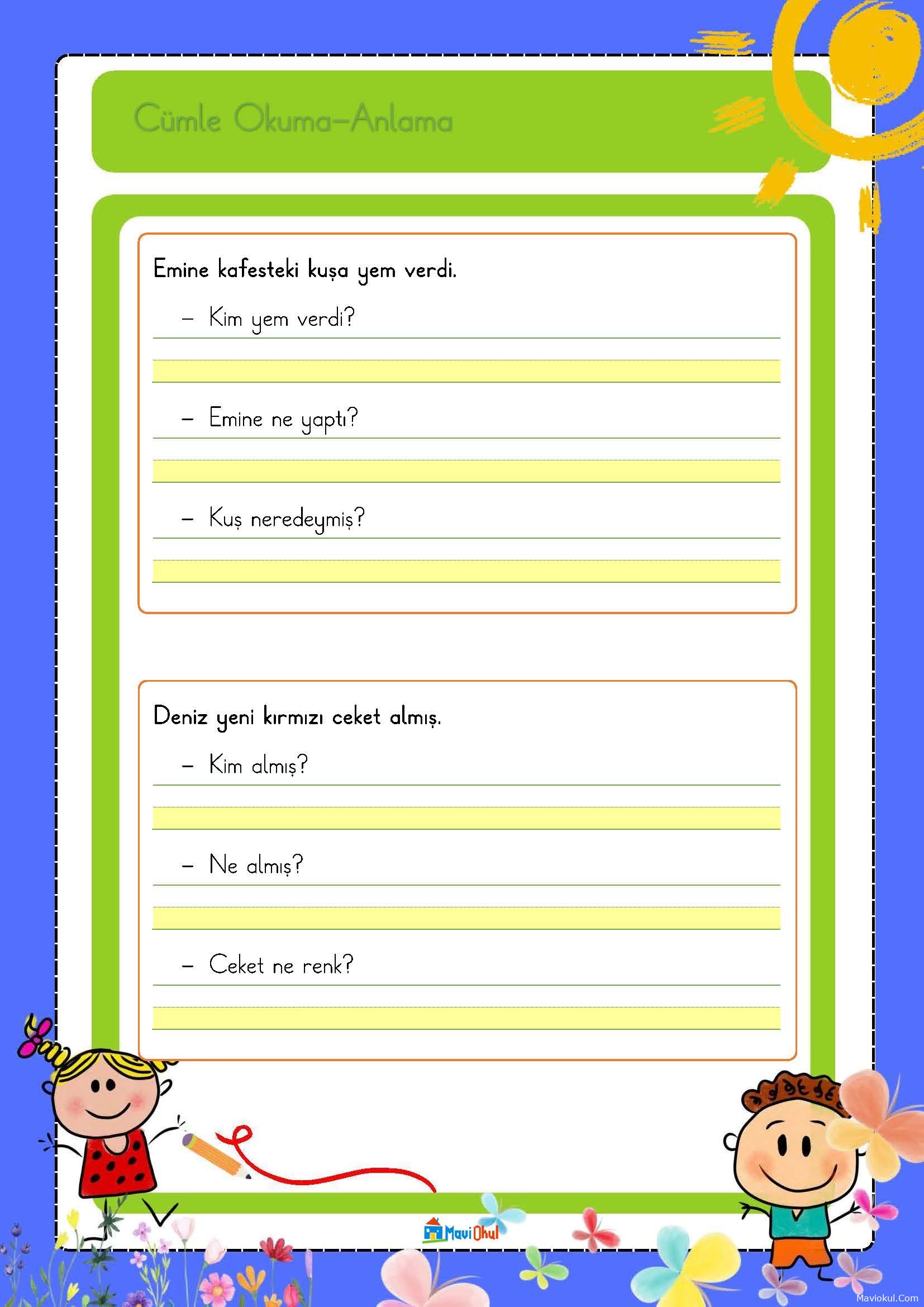 1. Sınıf Cümle Okuma Anlama-6