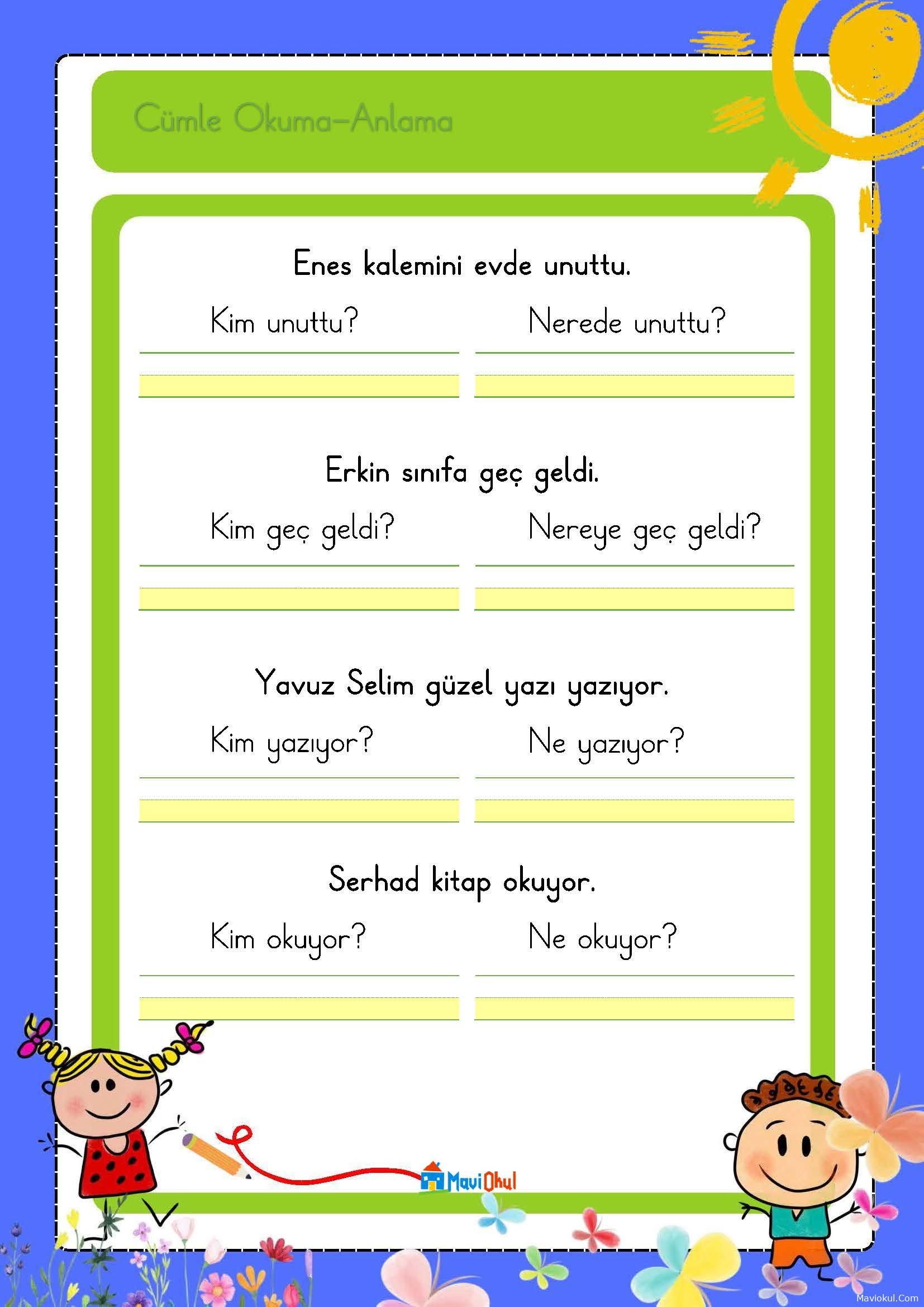 1. Sınıf Cümle Okuma Anlama-3