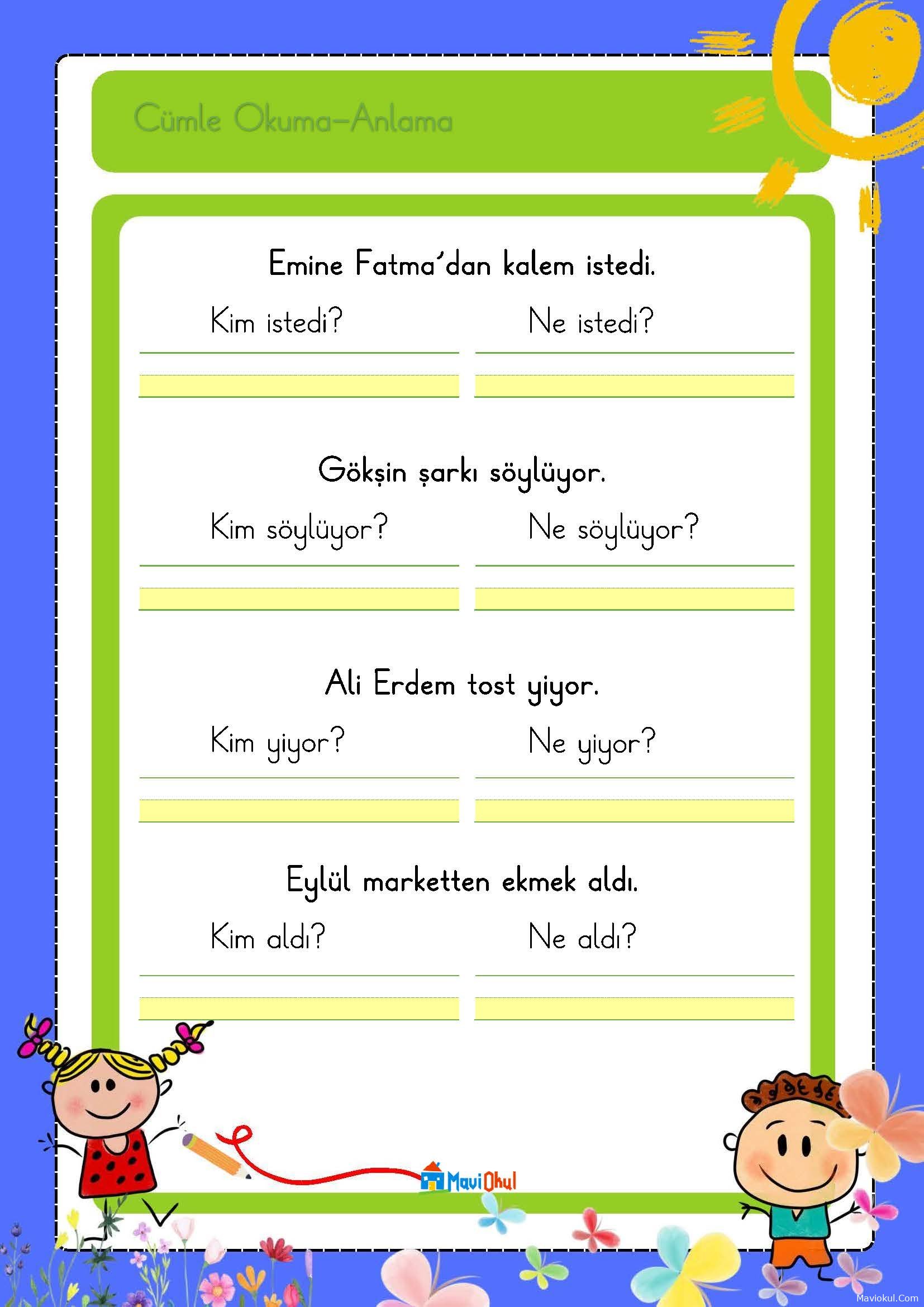 1. Sınıf Cümle Okuma Anlama-4