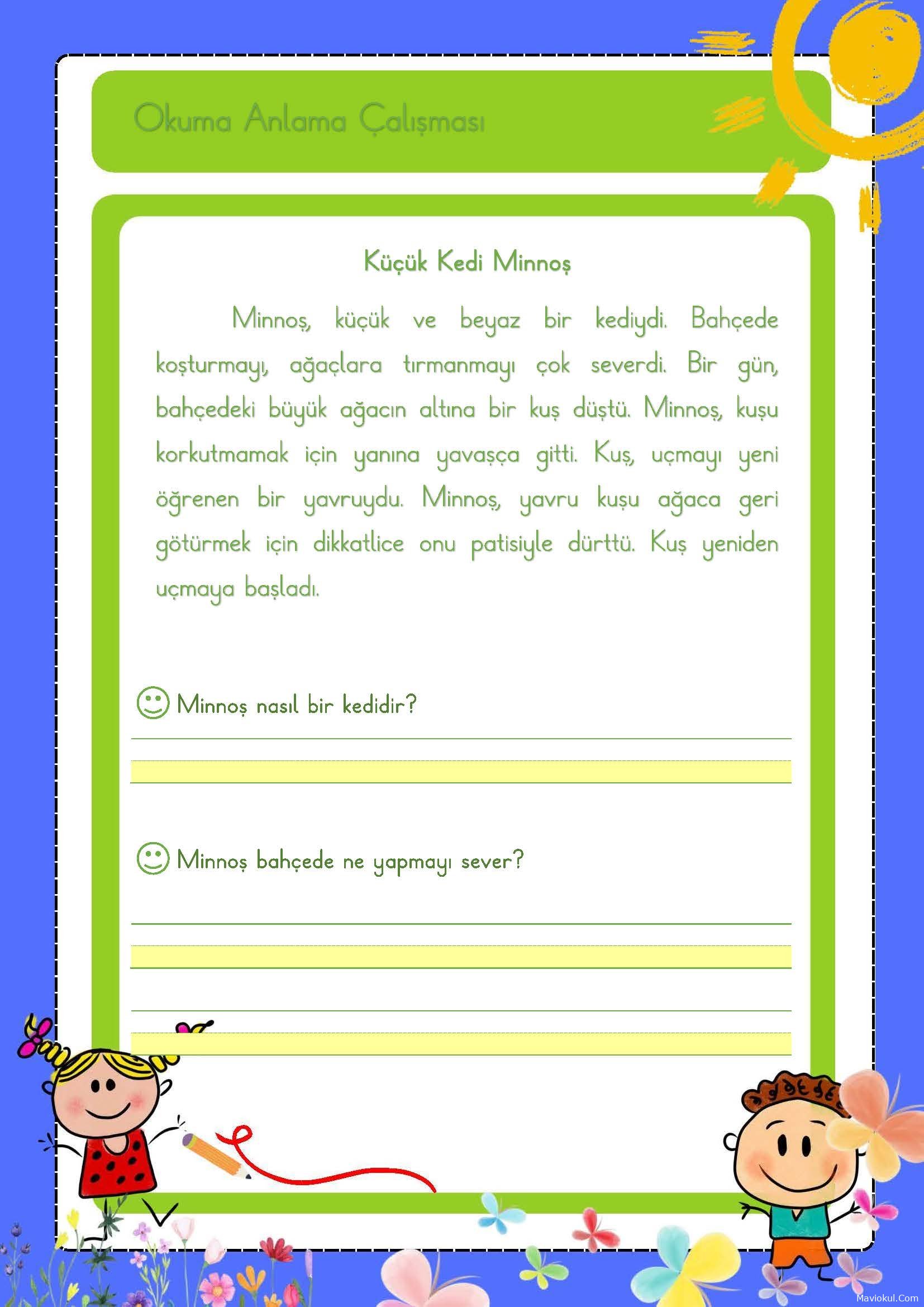 1. Sınıf Okuma Anlama - Küçük Kedi Minnoş