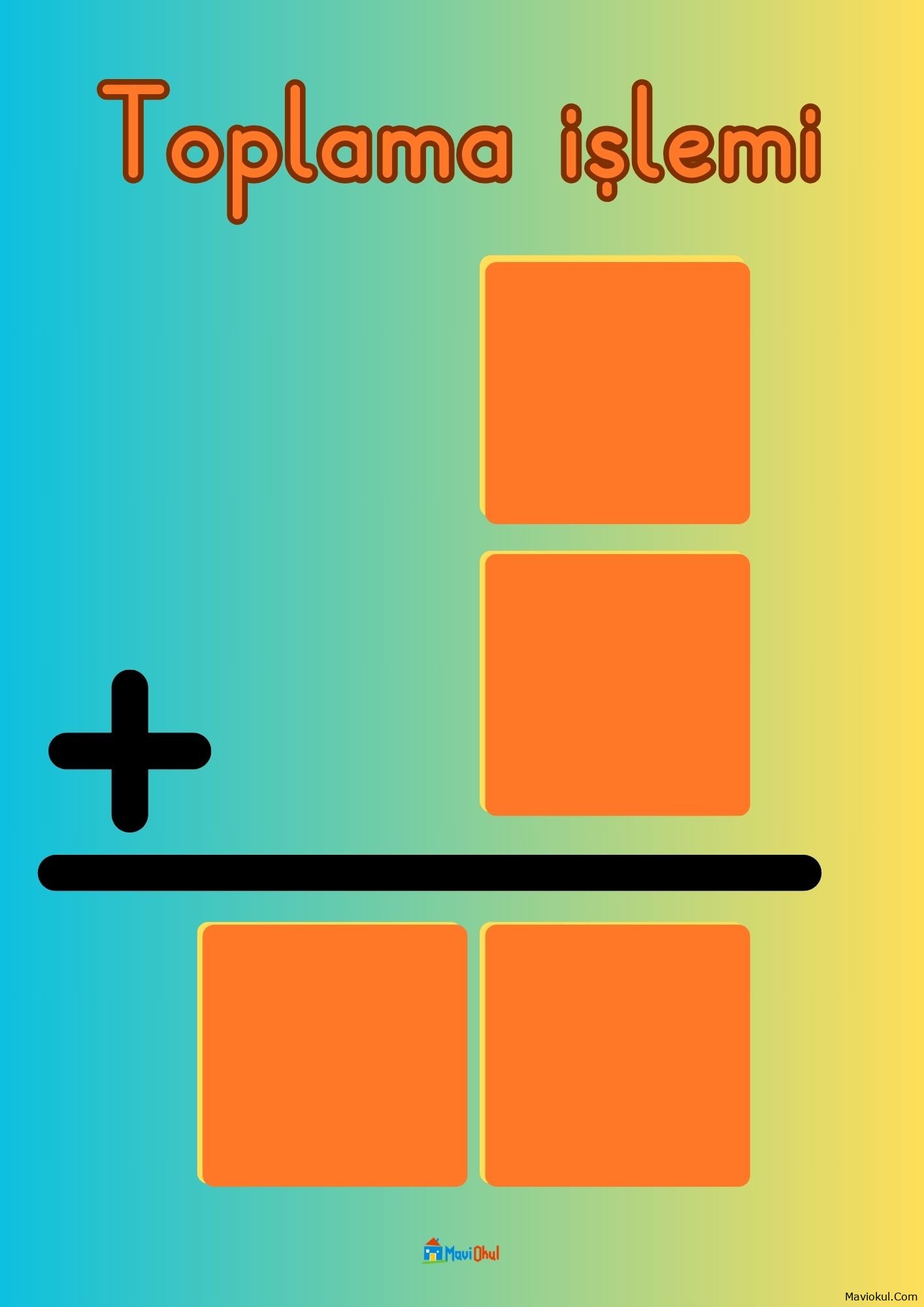 1. Sınıf Matematik Toplama İşlemi Yaz Sil Şablonu