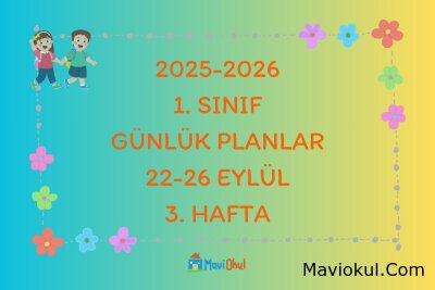 1. Sınıf 3. Hafta Günlük Planlar
