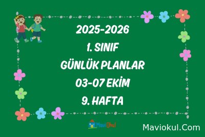 1. Sınıf 9. Hafta Günlük Planlar (03-07 Kasım)