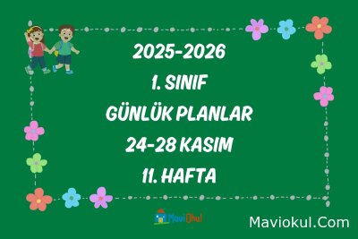 1. Sınıf 11. Hafta Günlük Planlar