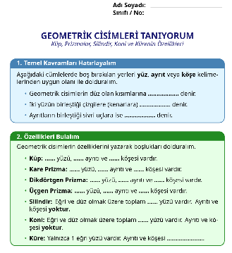 3. Sınıf Matematik Geometrik Şekiller Çalışma Sayfası