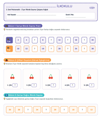2. Sınıf 2'şer Ritmik Sayma Etkinliği ve Çalışma Kağıdı PDF