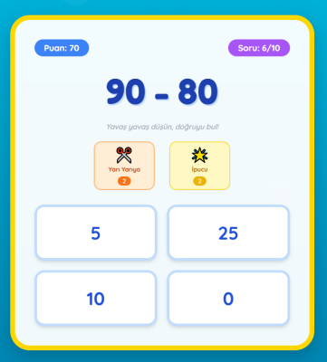 1. Sınıf Matematik 10 ve 5 İle Toplama ve Çıkarma Oyunu