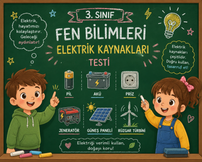 3. Sınıf Fen Bilimleri: Elektrik Kaynakları Testi (PDF)