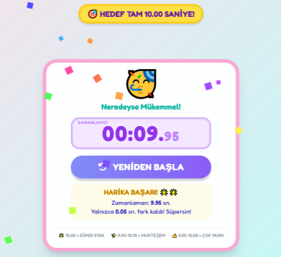 10 Saniyede Durdur Oyunu - Akıllı Tahta Eğitsel Oyunu