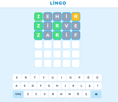 Lingo Türkçe Kelime Oyunu | Çocuklar İçin Eğitici Bulmaca
