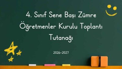4. Sınıf Sene Başı Zümre Öğretmenler Toplantı Tutanağı