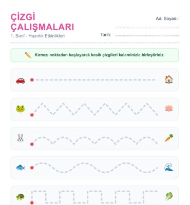 1. Sınıf İlkokuma Yazma Çizgi Çalışmaları