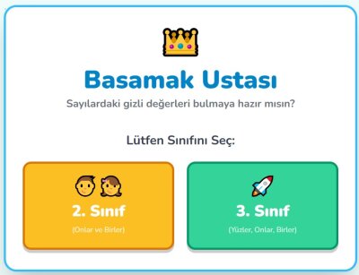 Basamak Ustası: 2. ve 3. Sınıflar İçin Basamak Kavramı Oyunu