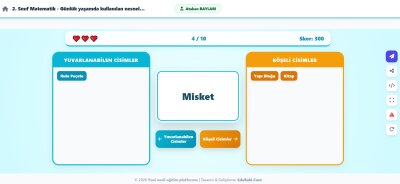 2. Sınıf Matematik Geometrik Cisimleri Sınıflandırma - Gruplama Oyunu
