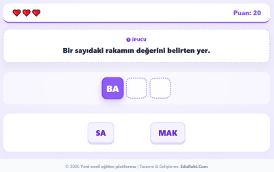 4. Sınıf Matematik Sayılar - Heceleme Oyunu
