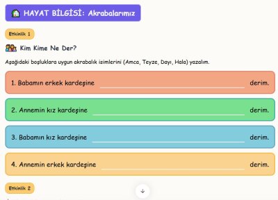 2. Sınıf 6. Hafta 4. Gün Ödevi | Mavi Okul Çalışma Sayfaları